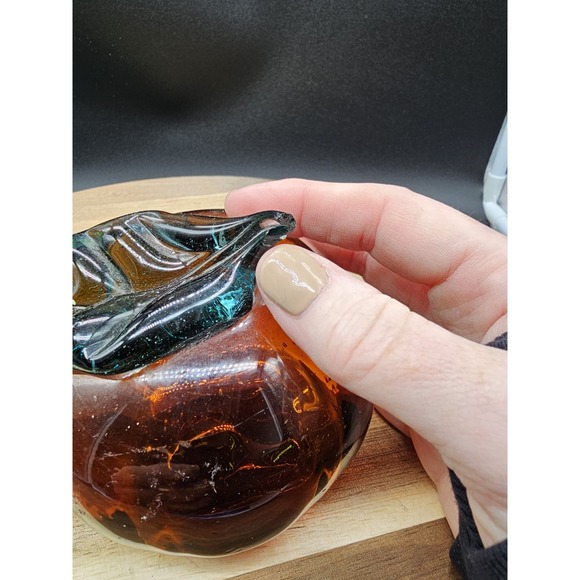 Set Of 2 Vintage Hand Blown‎ Glass Fruits Apple Pear - Picture 7 of 9